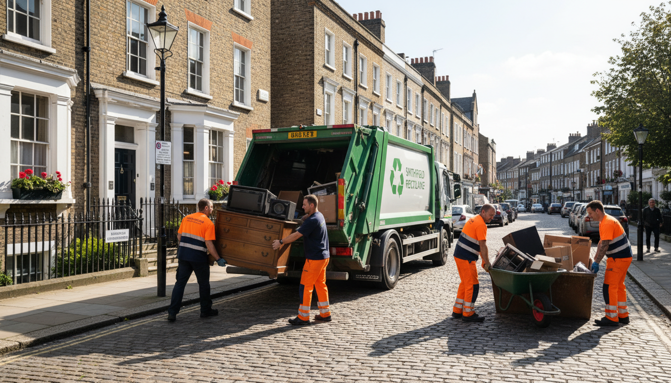 Professional House Clearance team in Smithfield loading waste into van