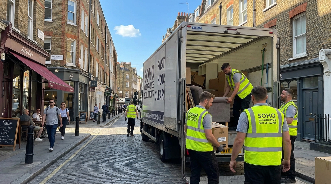 Professional House Clearance team in Soho loading waste into van