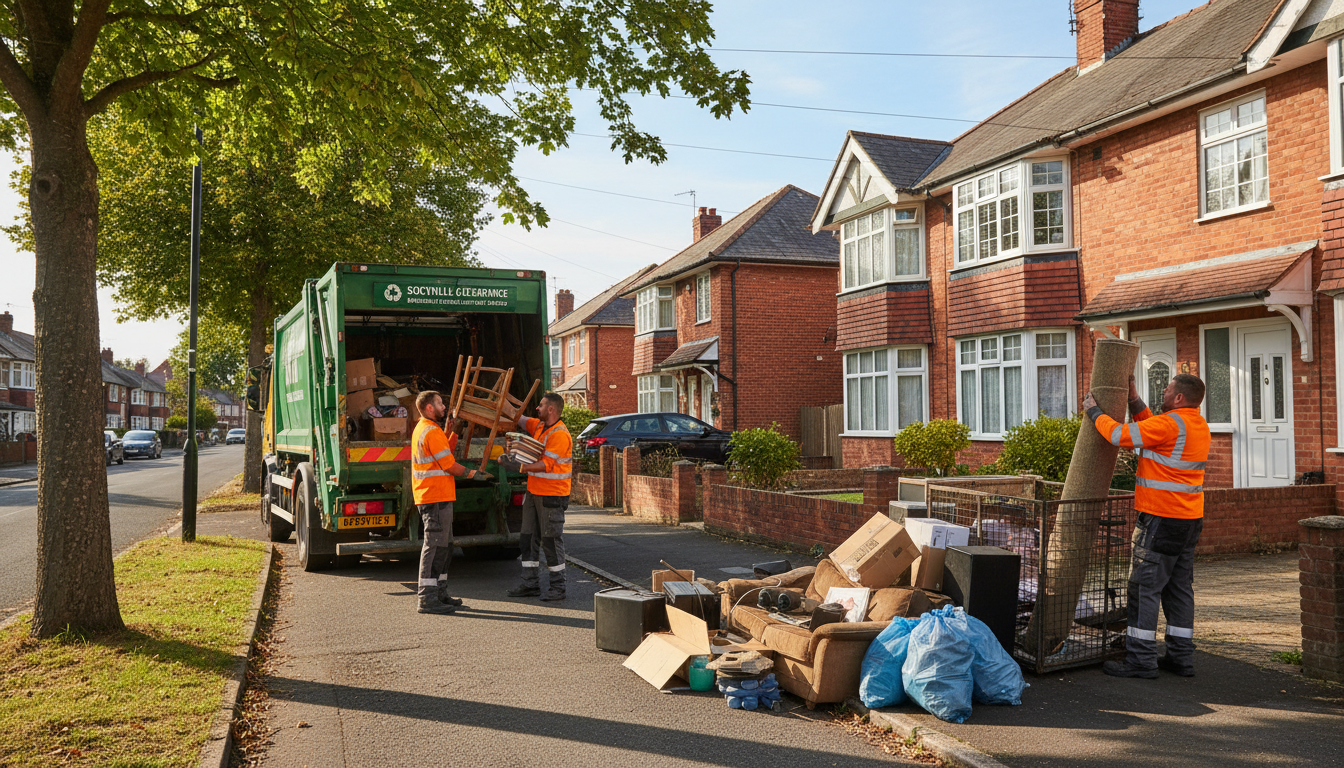 Professional House Clearance team in Solihull loading waste into van