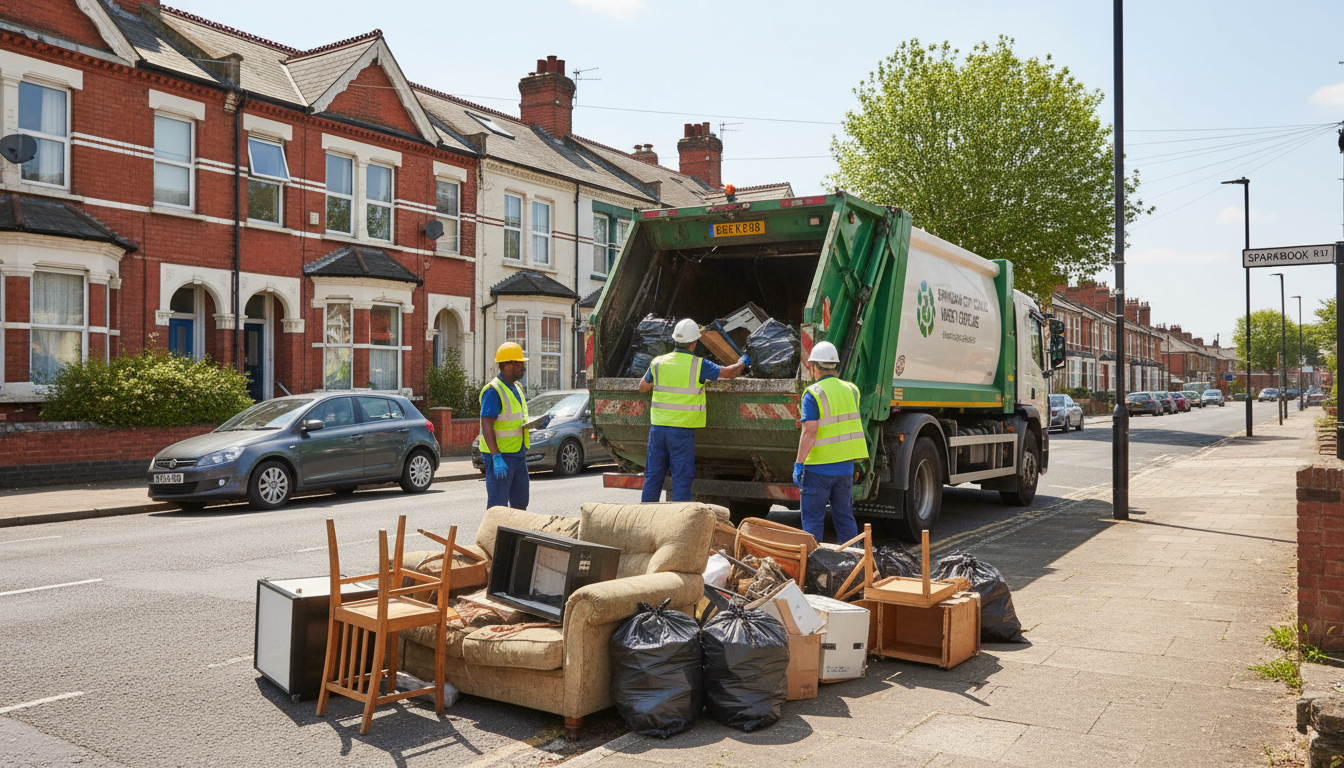 Professional House Clearance team in Sparkbrook loading waste into van