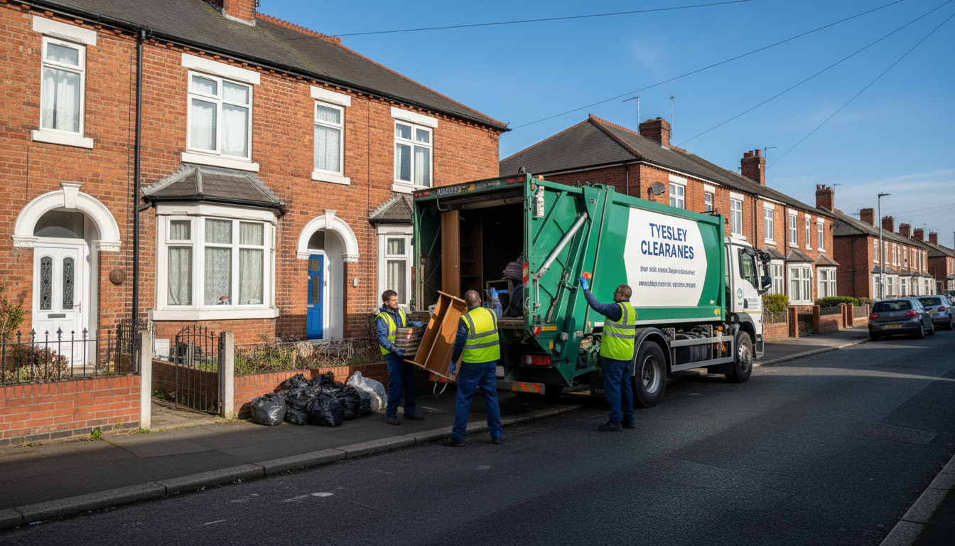 Professional House Clearance team in Tyseley loading waste into van