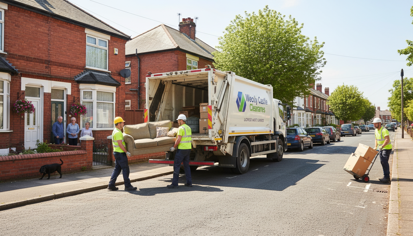 Professional House Clearance team in Weoley Castle loading waste into van