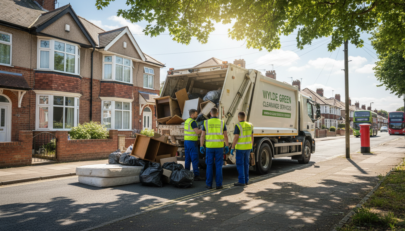 Professional House Clearance team in Wylde Green loading waste into van