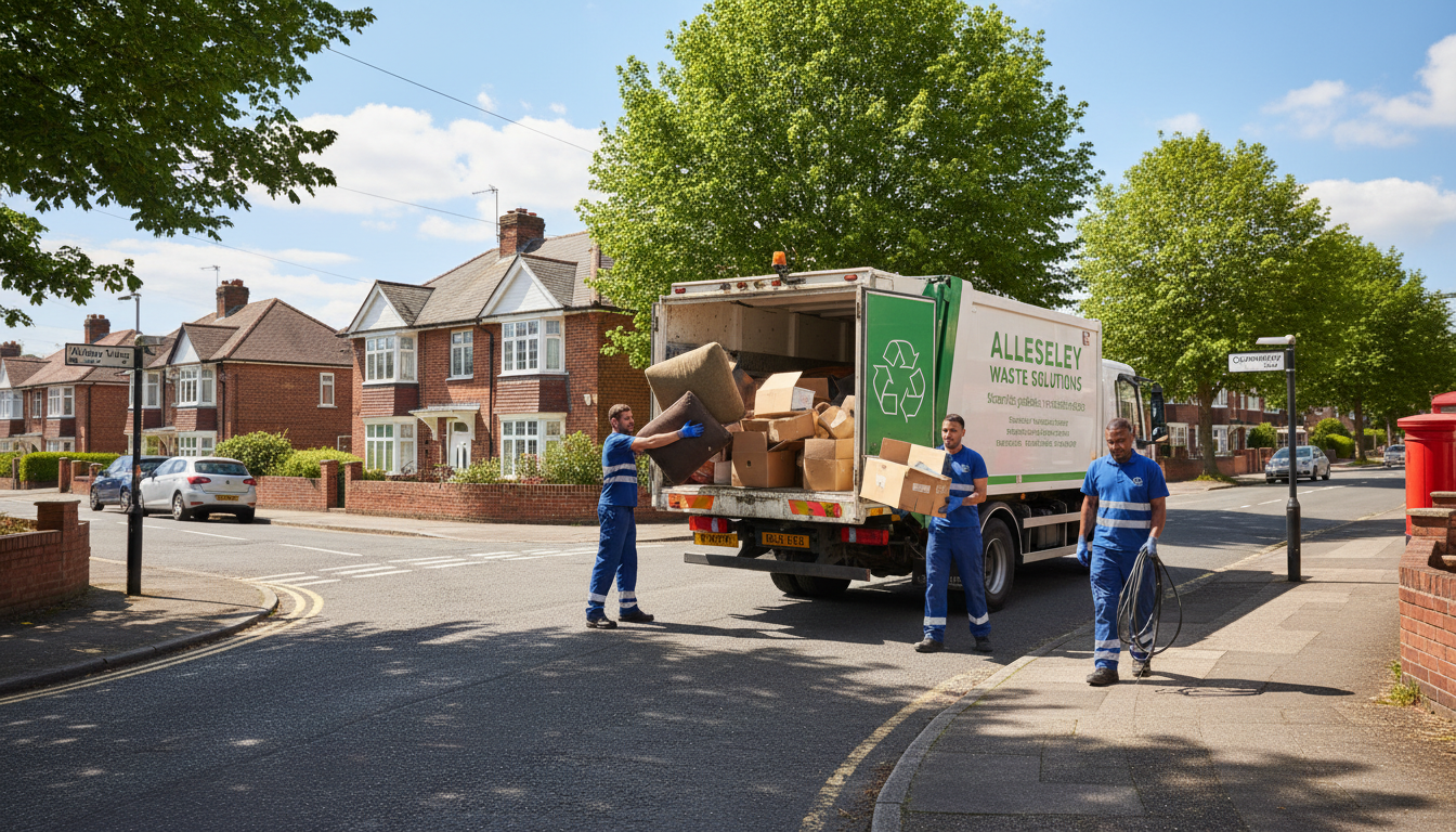 Professional Junk Removal team in Allesley loading waste into van