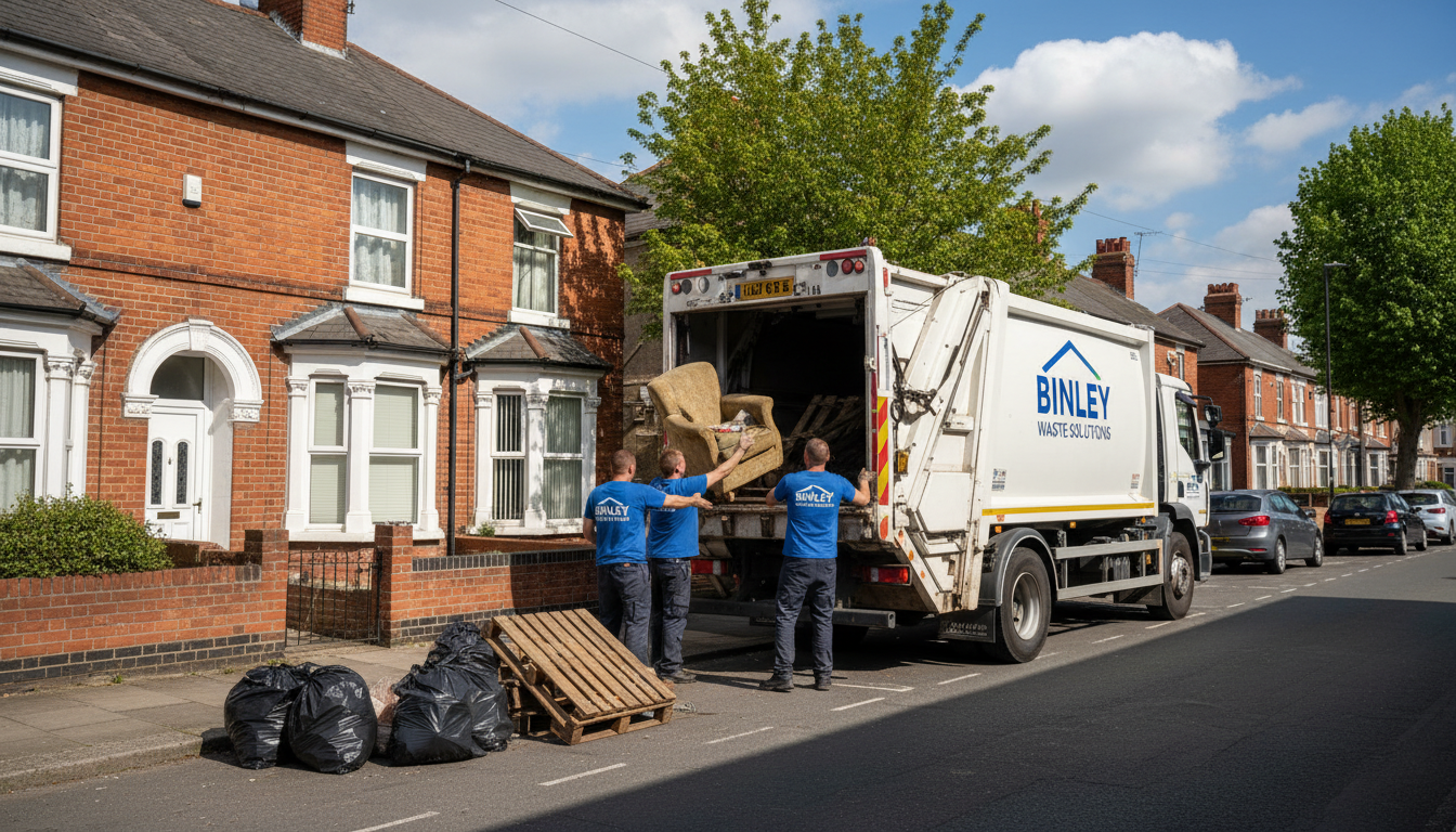 Professional Junk Removal team in Binley loading waste into van