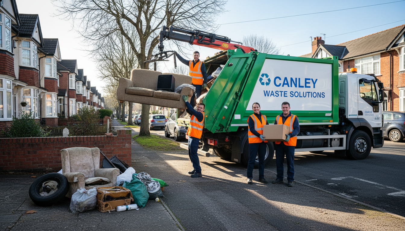Professional Junk Removal team in Canley loading waste into van