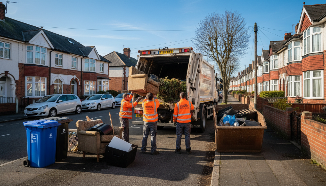 Professional Junk Removal team in Cheylesmore loading waste into van