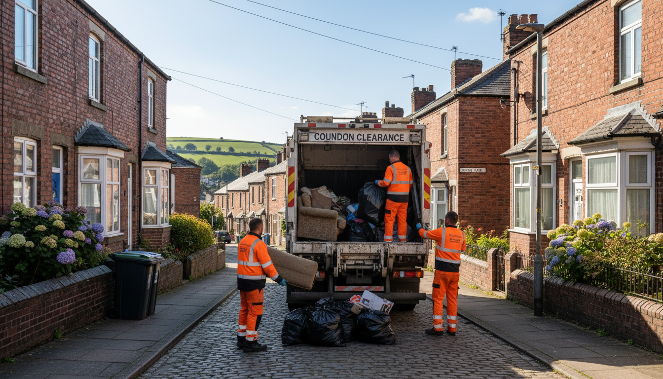 Professional Junk Removal team in Coundon loading waste into van