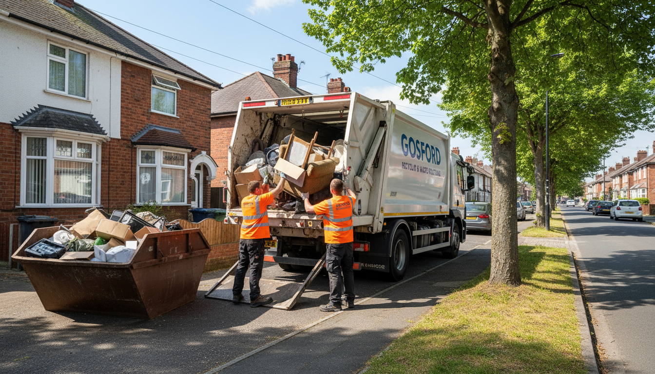 Professional Junk Removal team in Gosford Green loading waste into van