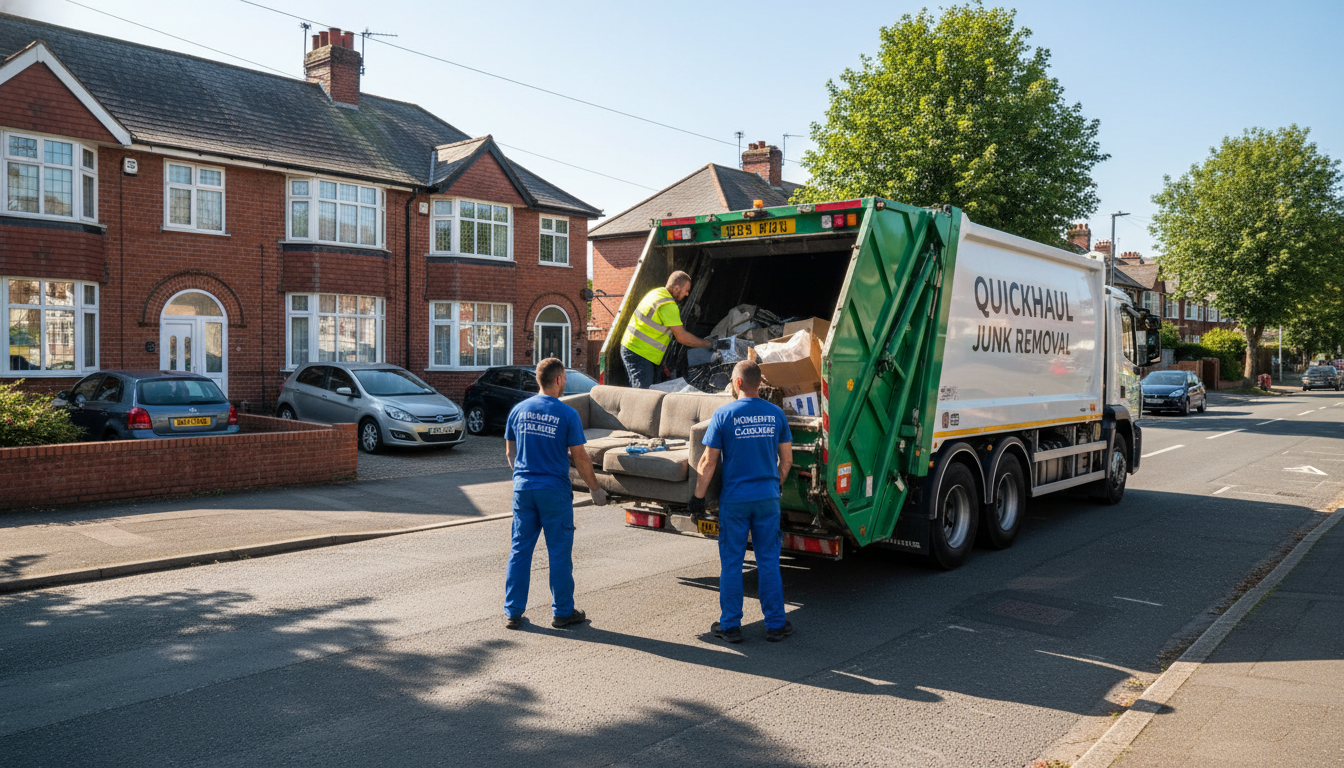 Professional Junk Removal team in Monkspath loading waste into van