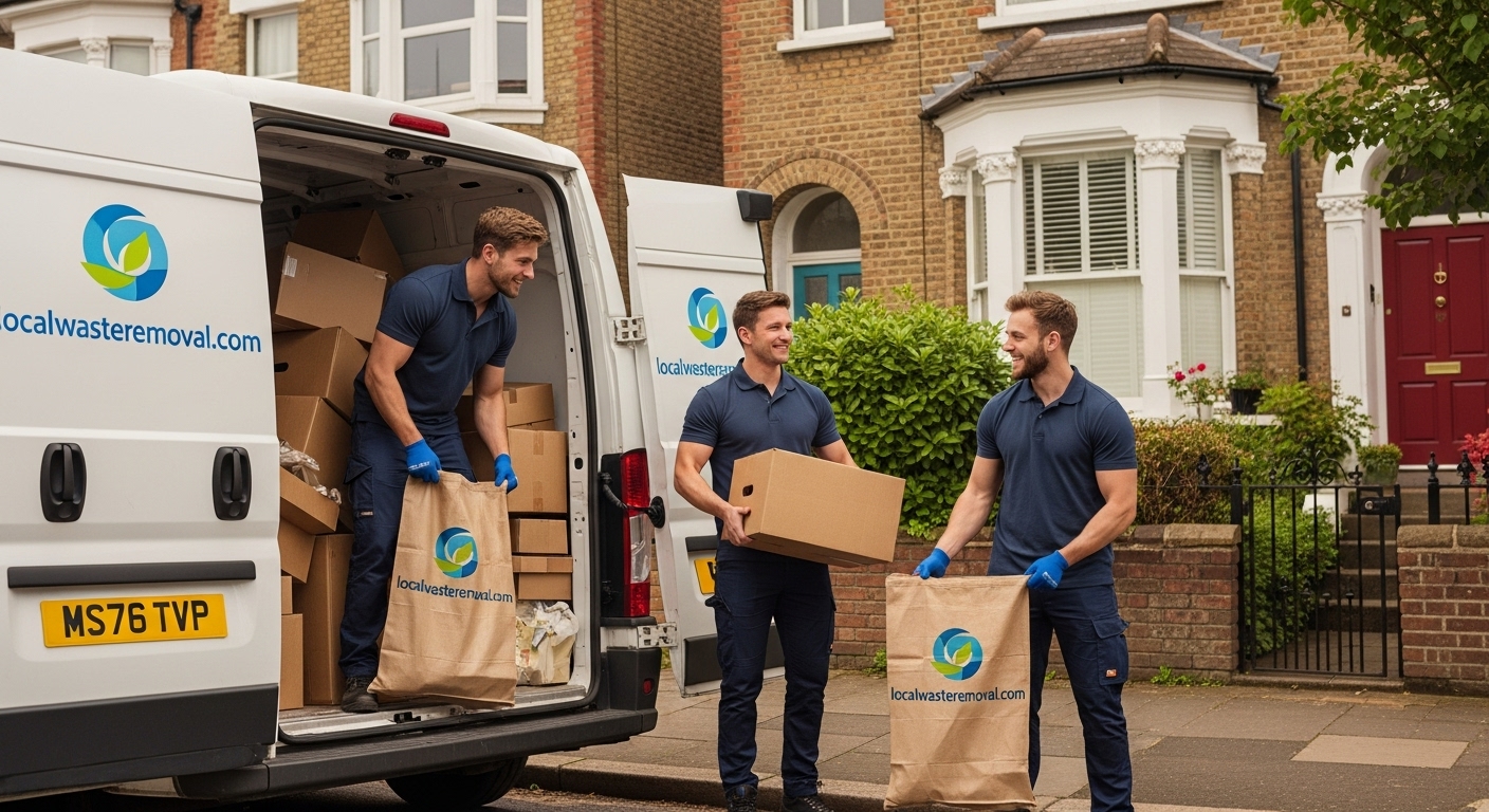 Professional Junk Removal team in Moseley loading waste into van