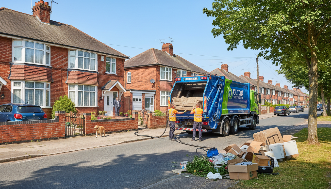 Professional Junk Removal team in Olton loading waste into van