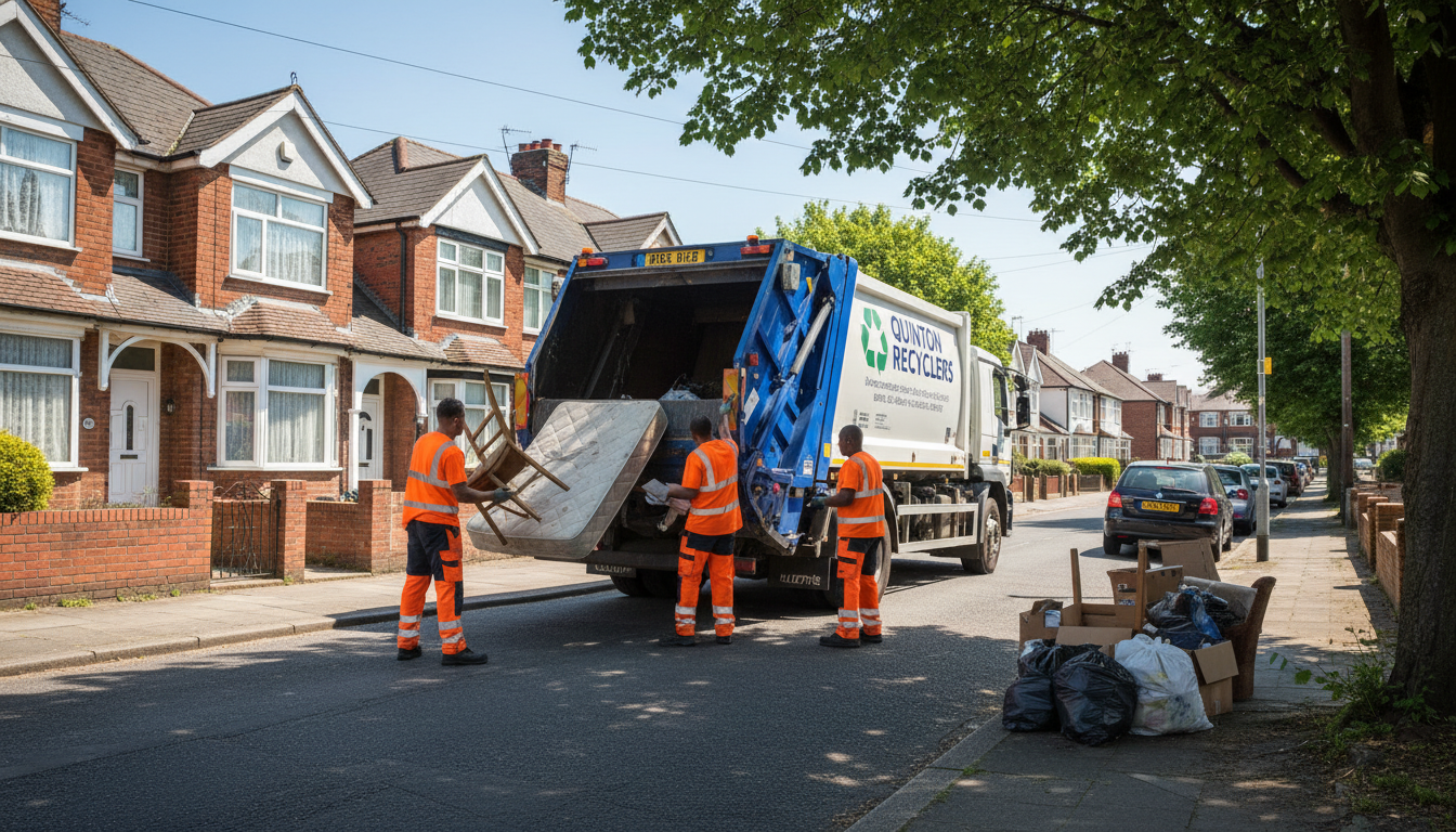 Professional Junk Removal team in Quinton loading waste into van