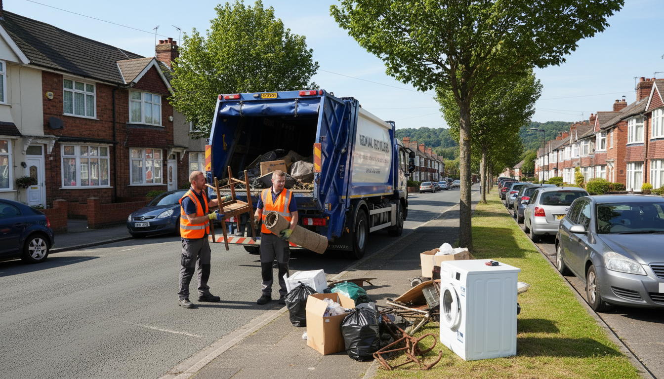 Professional Junk Removal team in Rednal loading waste into van