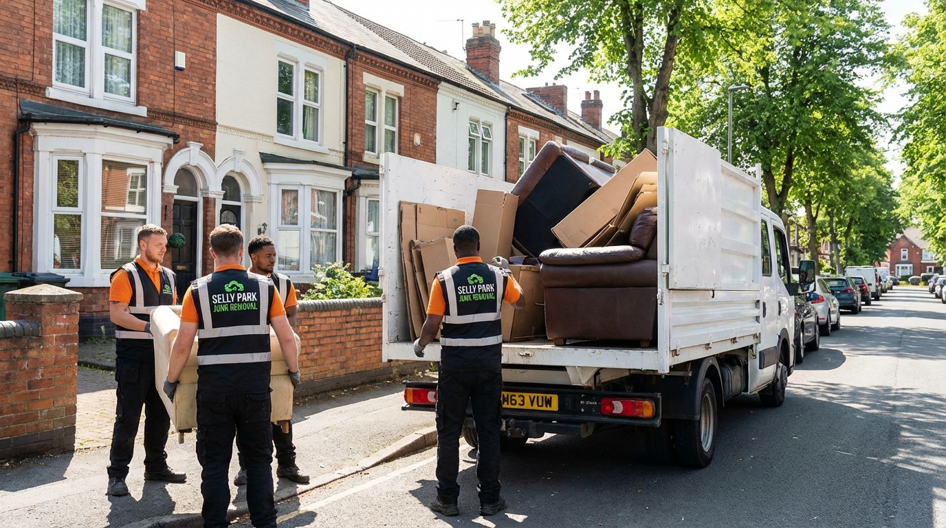 Professional Junk Removal team in Selly Park loading waste into van