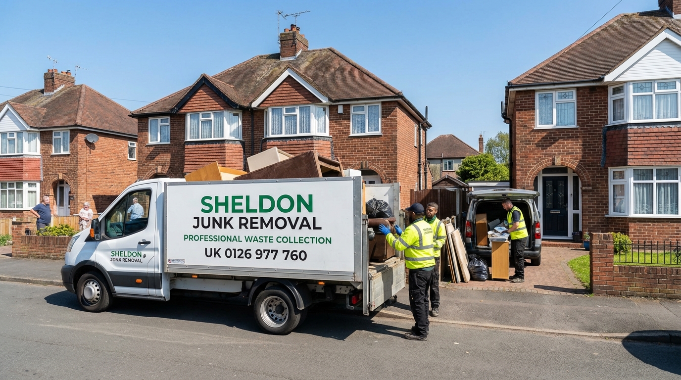 Professional Junk Removal team in Sheldon loading waste into van