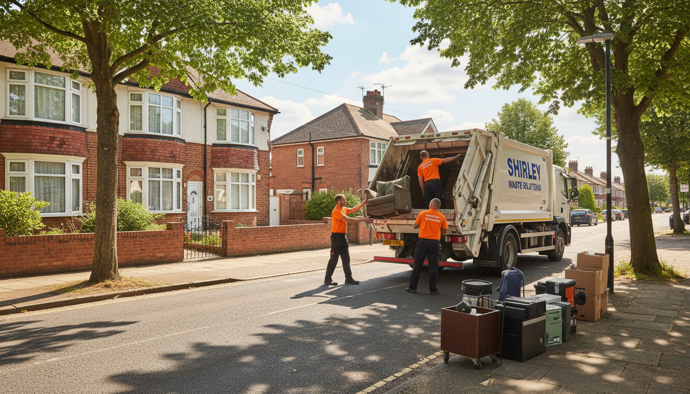Professional Junk Removal team in Shirley loading waste into van