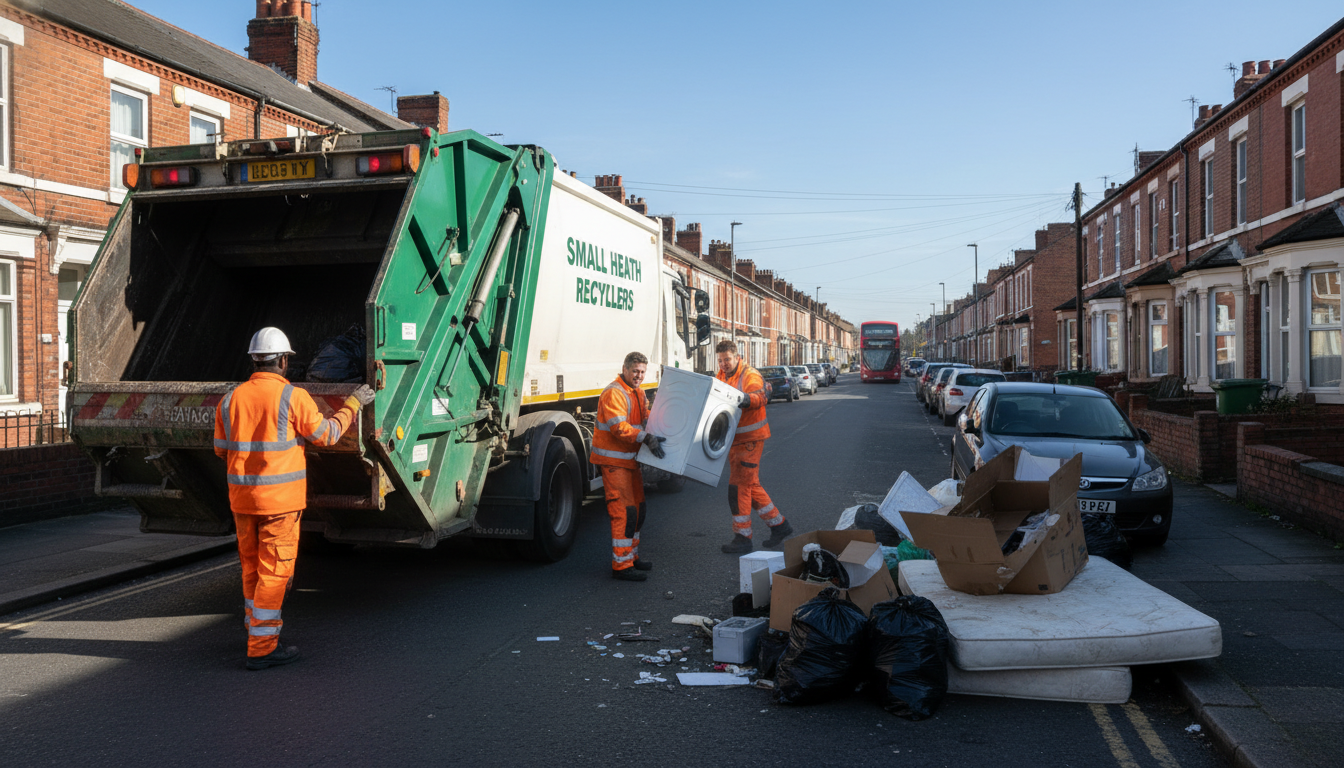 Professional Junk Removal team in Small Heath loading waste into van