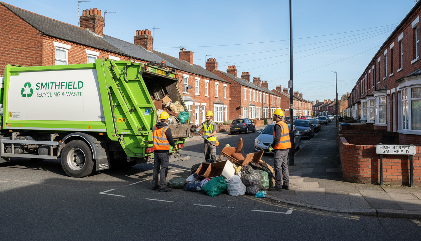 Professional Junk Removal team in Smithfield loading waste into van