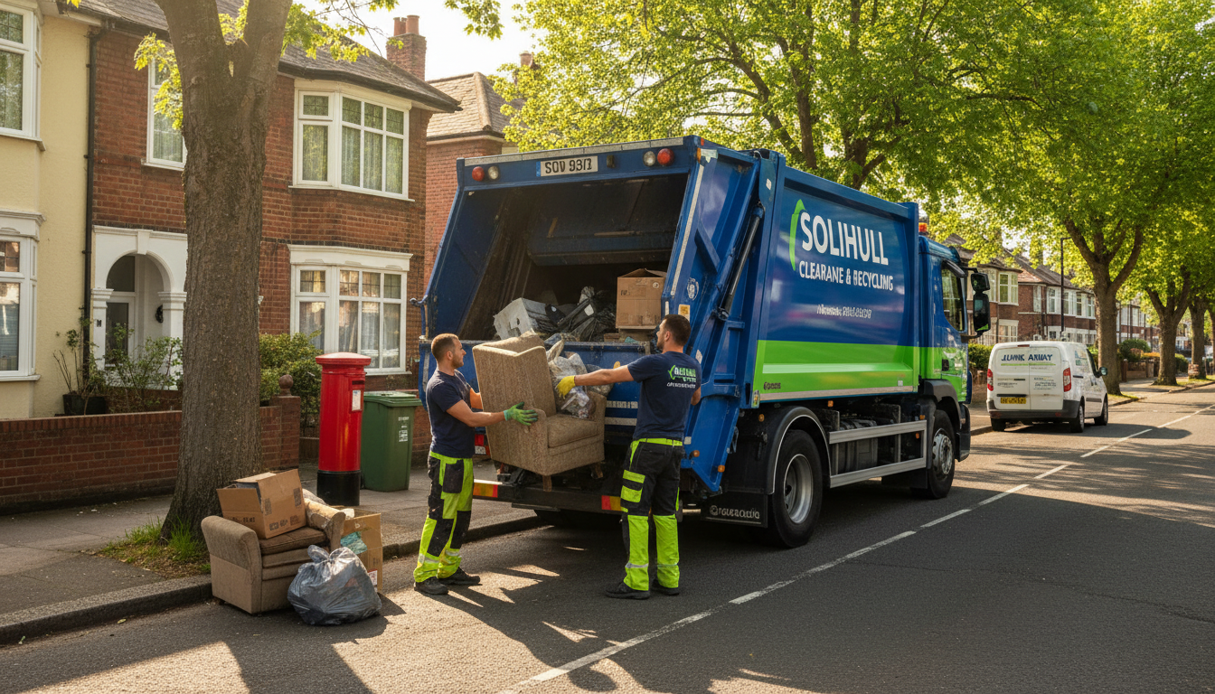 Professional Junk Removal team in Solihull loading waste into van