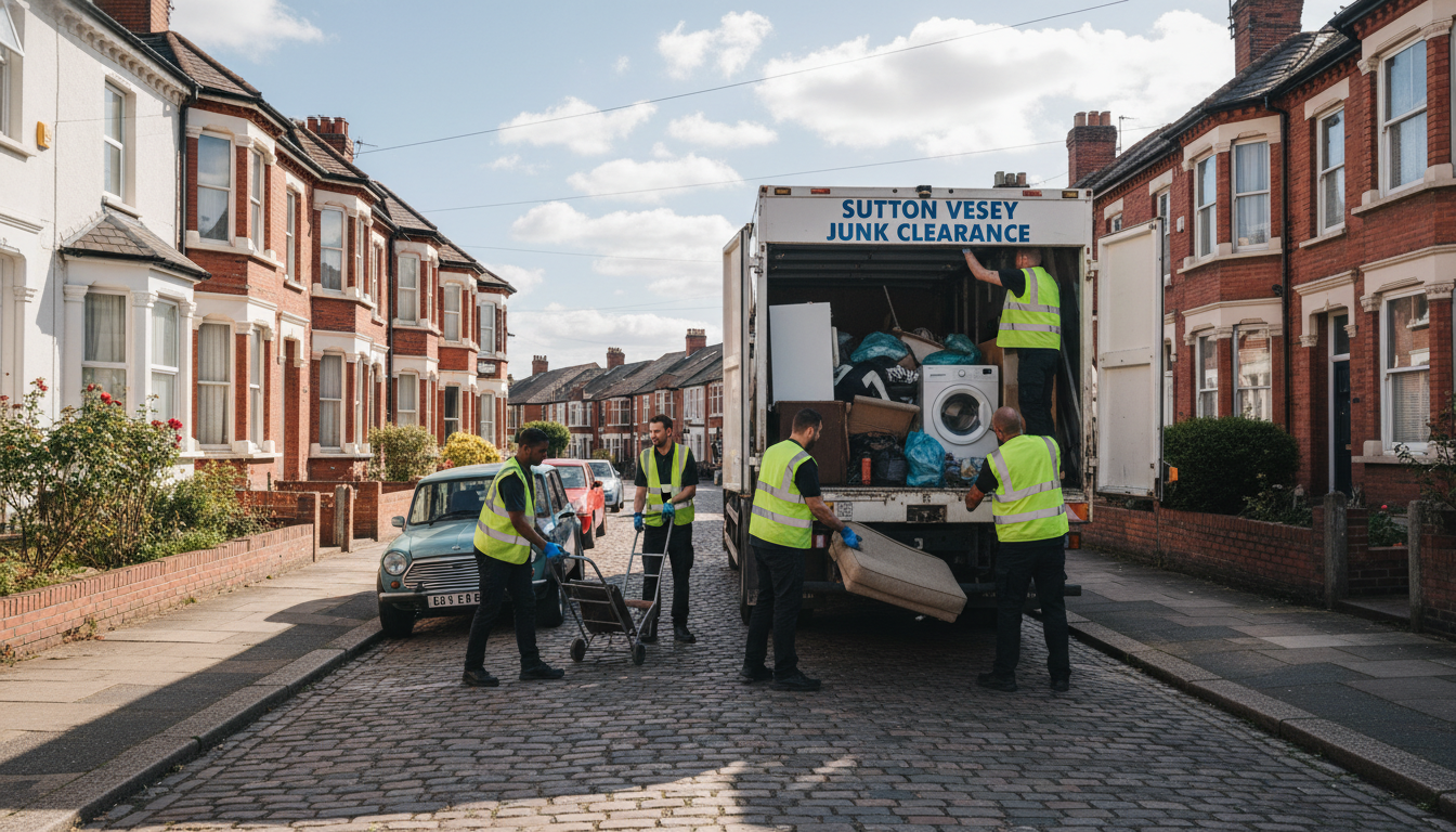 Professional Junk Removal team in Sutton Vesey loading waste into van