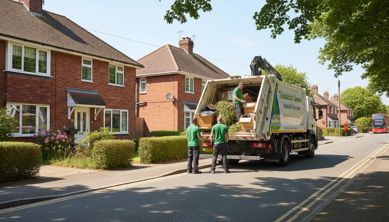 Professional Junk Removal team in Tidbury Green loading waste into van