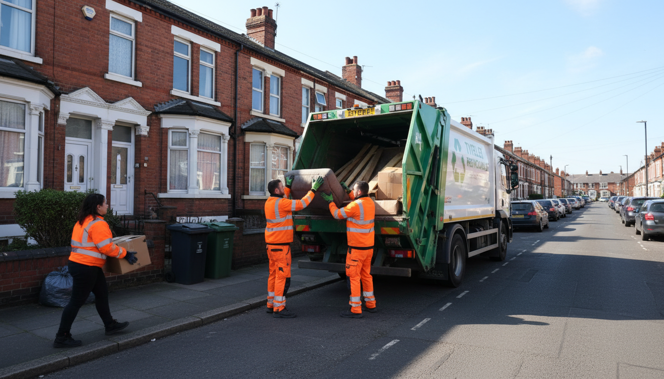 Professional Junk Removal team in Tyseley loading waste into van
