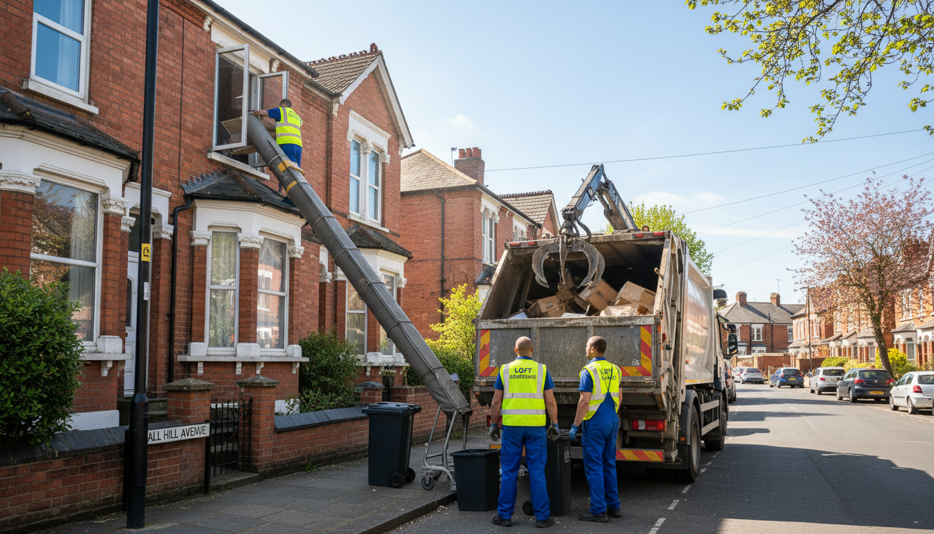 Professional Loft Clearance team in Ball Hill loading waste into van