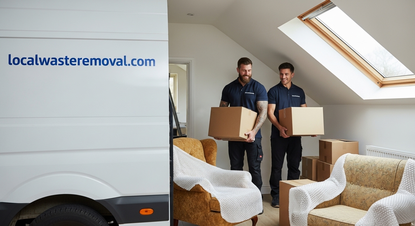 Professional Loft Clearance team in Mere Green loading waste into van