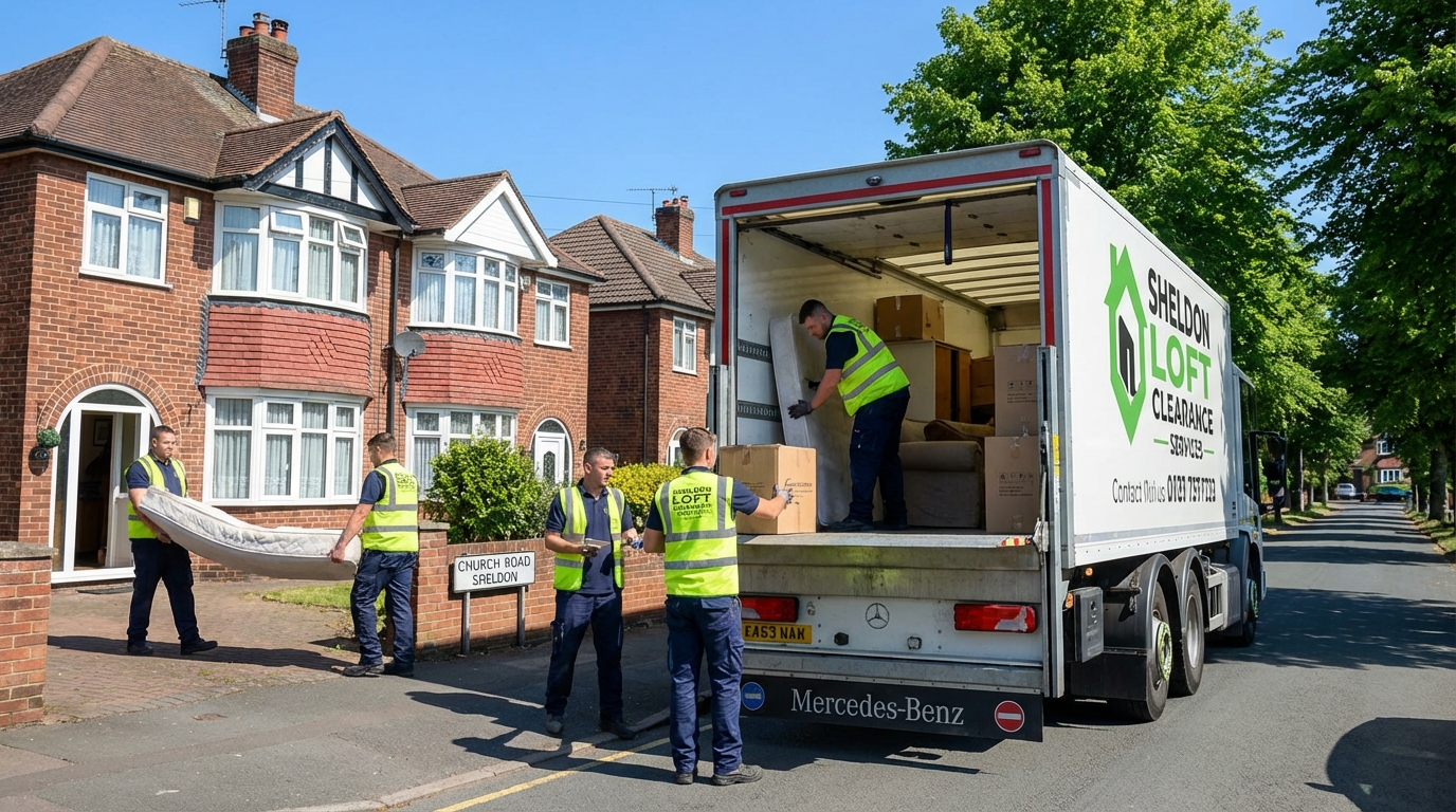 Professional Loft Clearance team in Sheldon loading waste into van