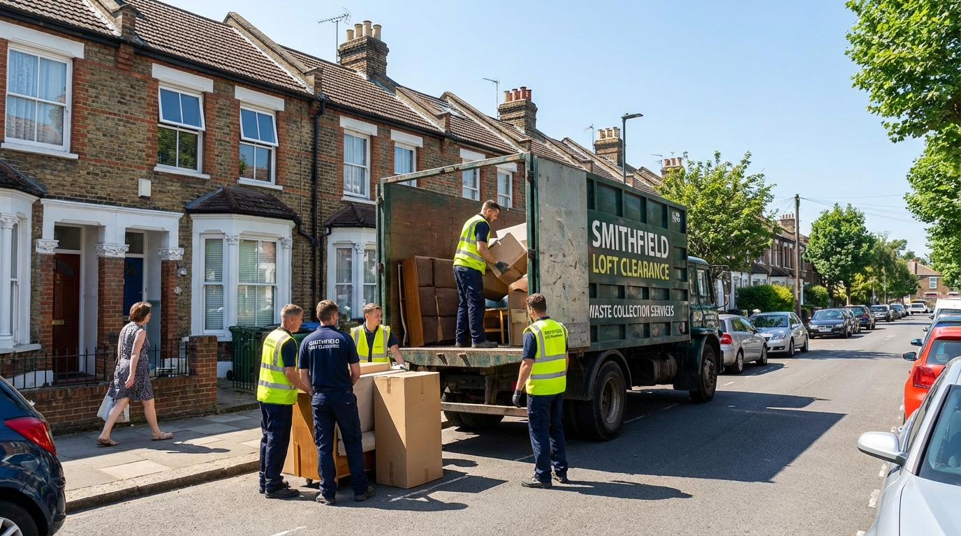 Professional Loft Clearance team in Smithfield loading waste into van