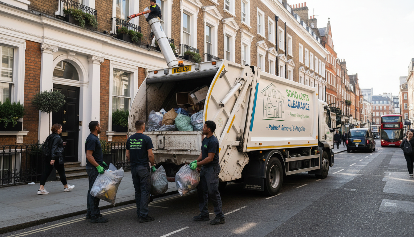Professional Loft Clearance team in Soho loading waste into van