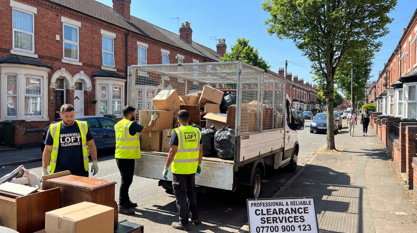 Professional Loft Clearance team in Sparkhill loading waste into van