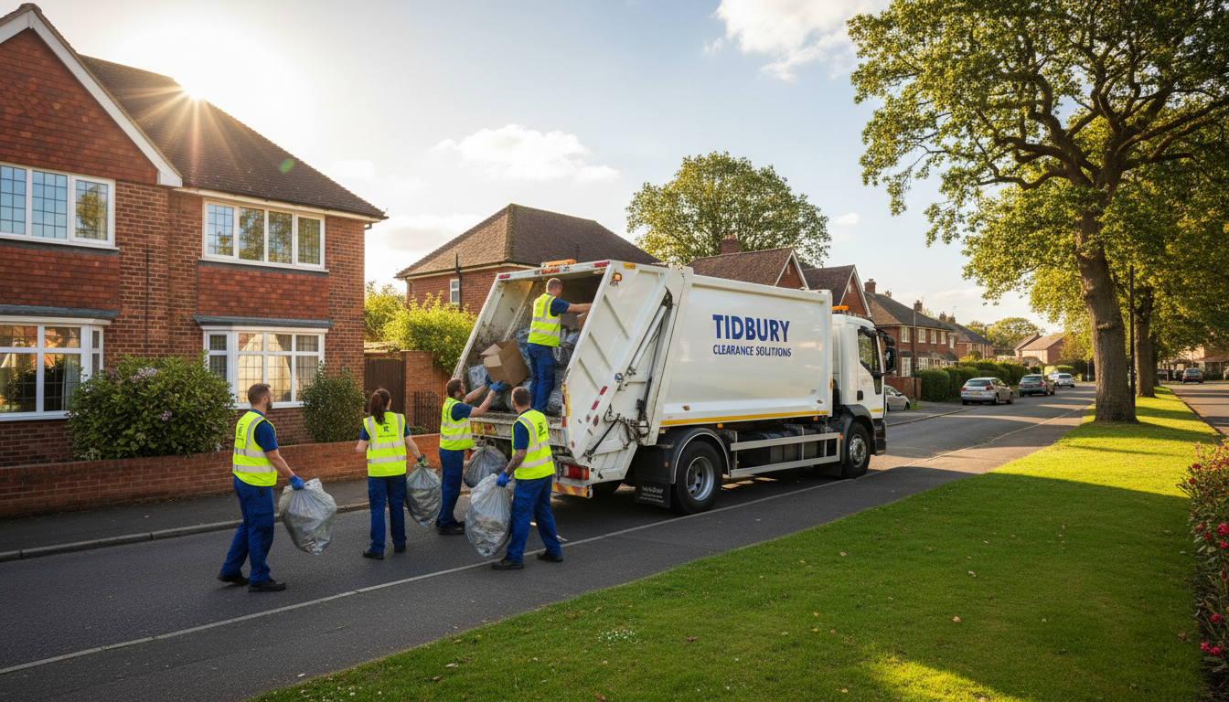 Professional Loft Clearance team in Tidbury Green loading waste into van