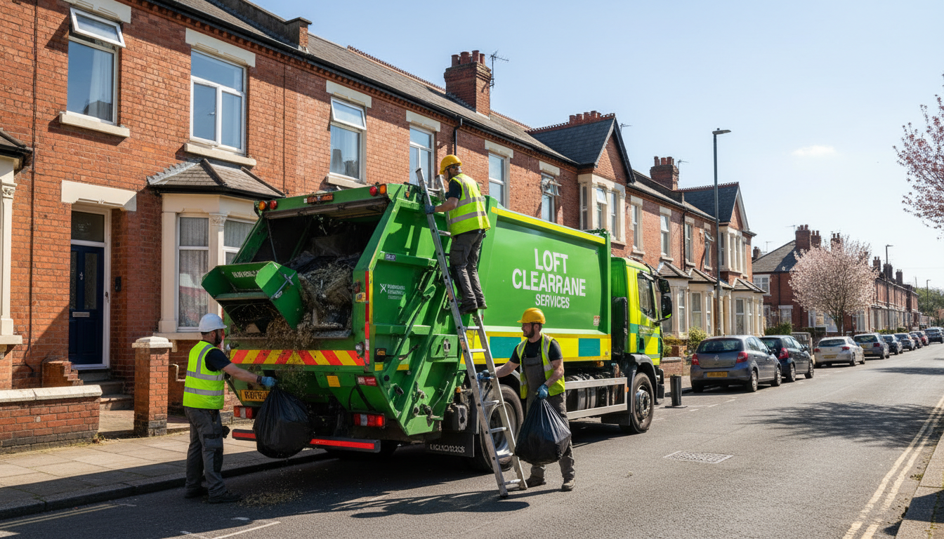 Professional Loft Clearance team in Wolverhampton loading waste into van