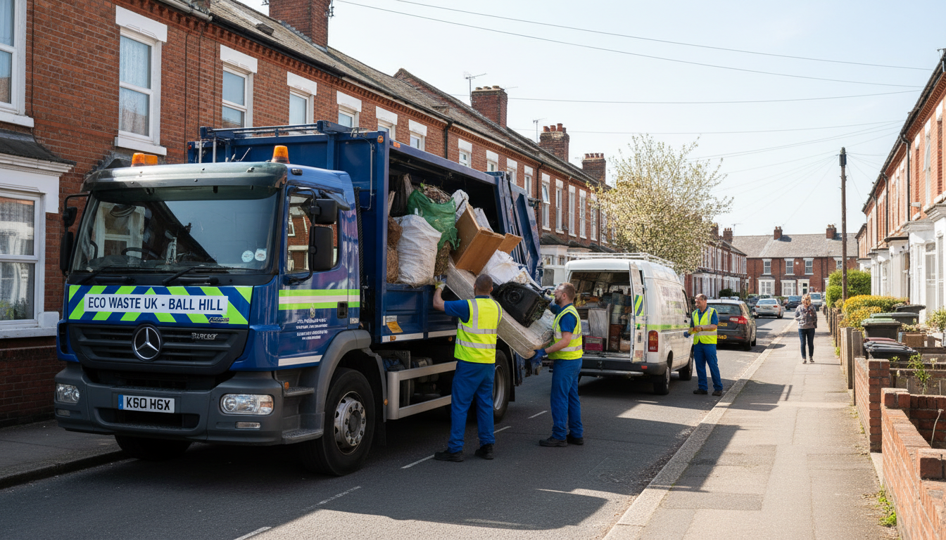 Professional Man And Van Waste Removal team in Ball Hill loading waste into van