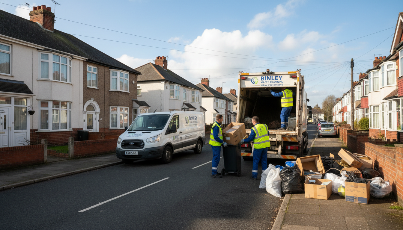 Professional Man And Van Waste Removal team in Binley loading waste into van