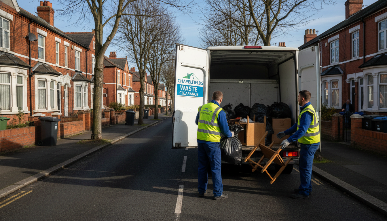 Professional Man And Van Waste Removal team in Chapelfields loading waste into van