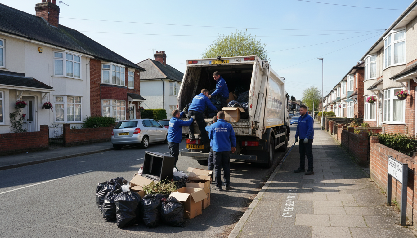 Professional Man And Van Waste Removal team in Cheylesmore loading waste into van
