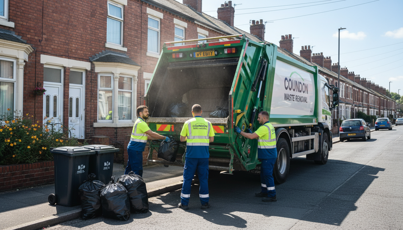 Professional Man And Van Waste Removal team in Coundon loading waste into van