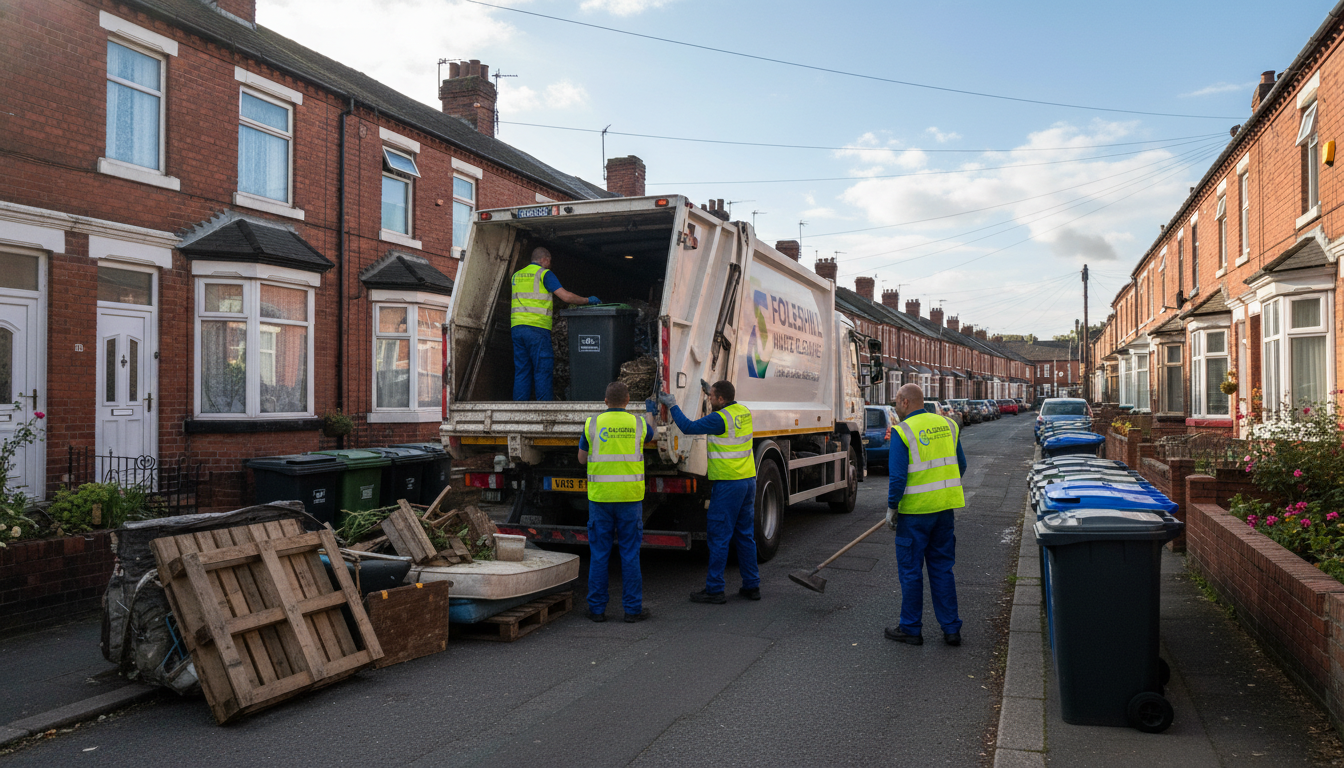 Professional Man And Van Waste Removal team in Foleshill loading waste into van