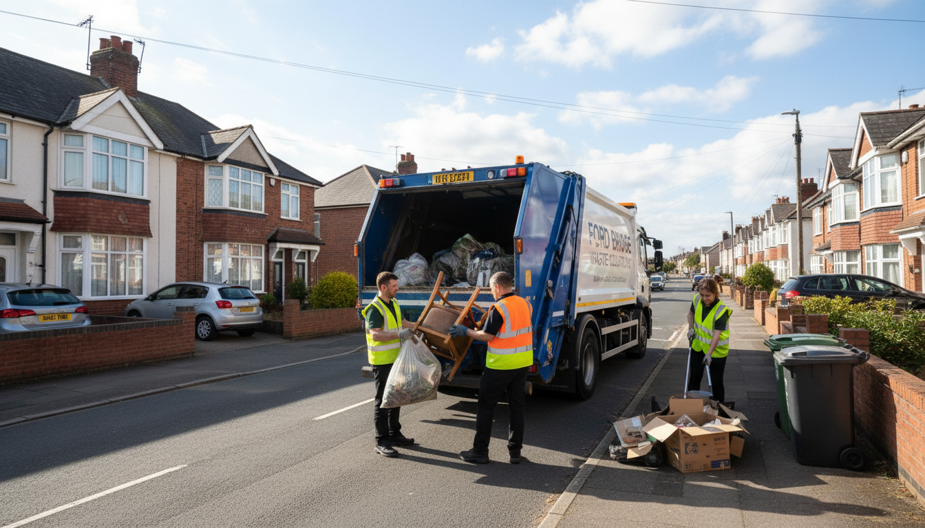Professional Man And Van Waste Removal team in Fordbridge loading waste into van