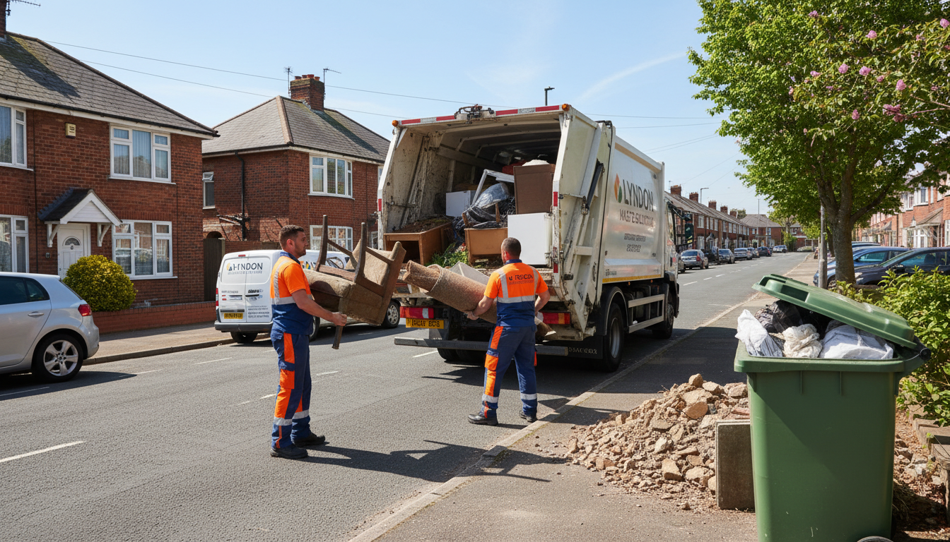 Professional Man And Van Waste Removal team in Lyndon loading waste into van