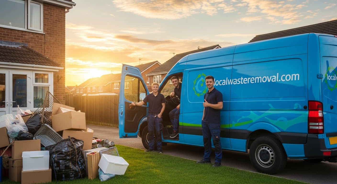 Professional Man And Van Waste Removal team in Mere Green loading waste into van