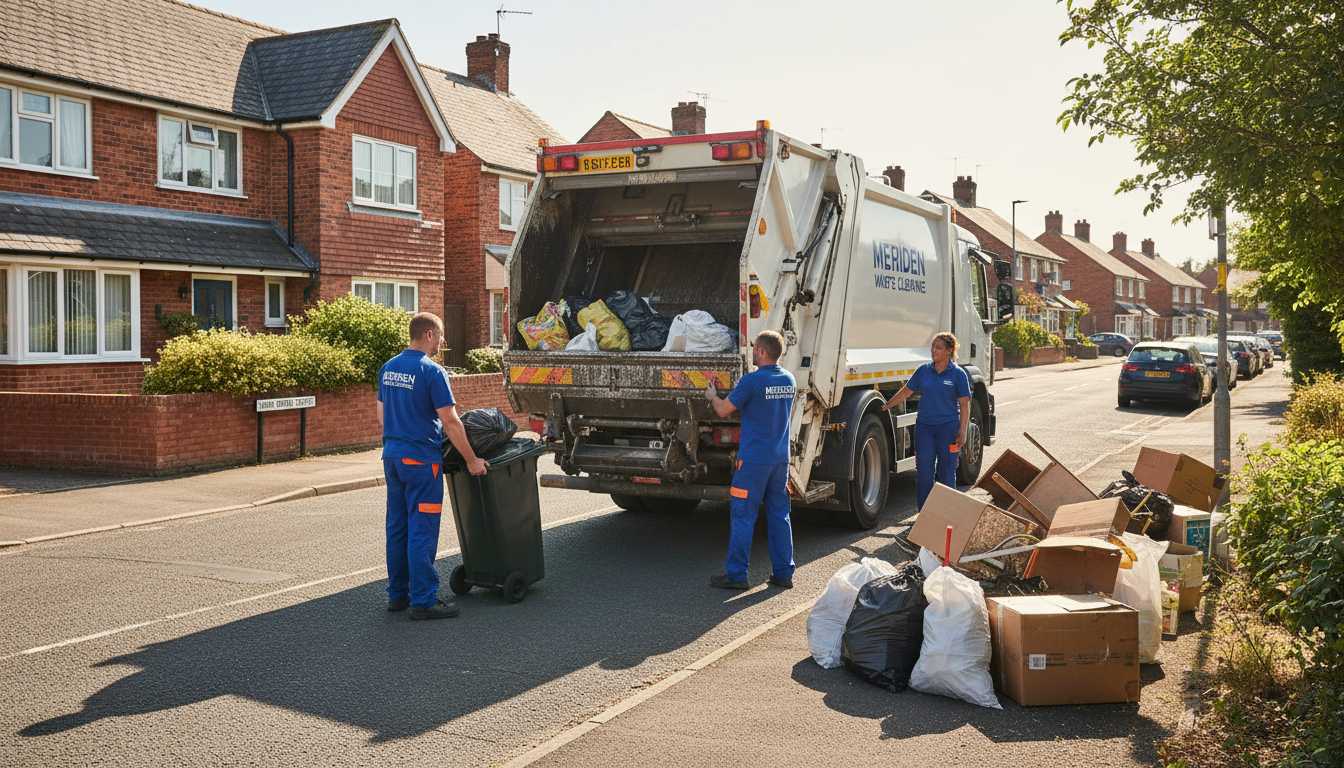 Professional Man And Van Waste Removal team in Meriden loading waste into van