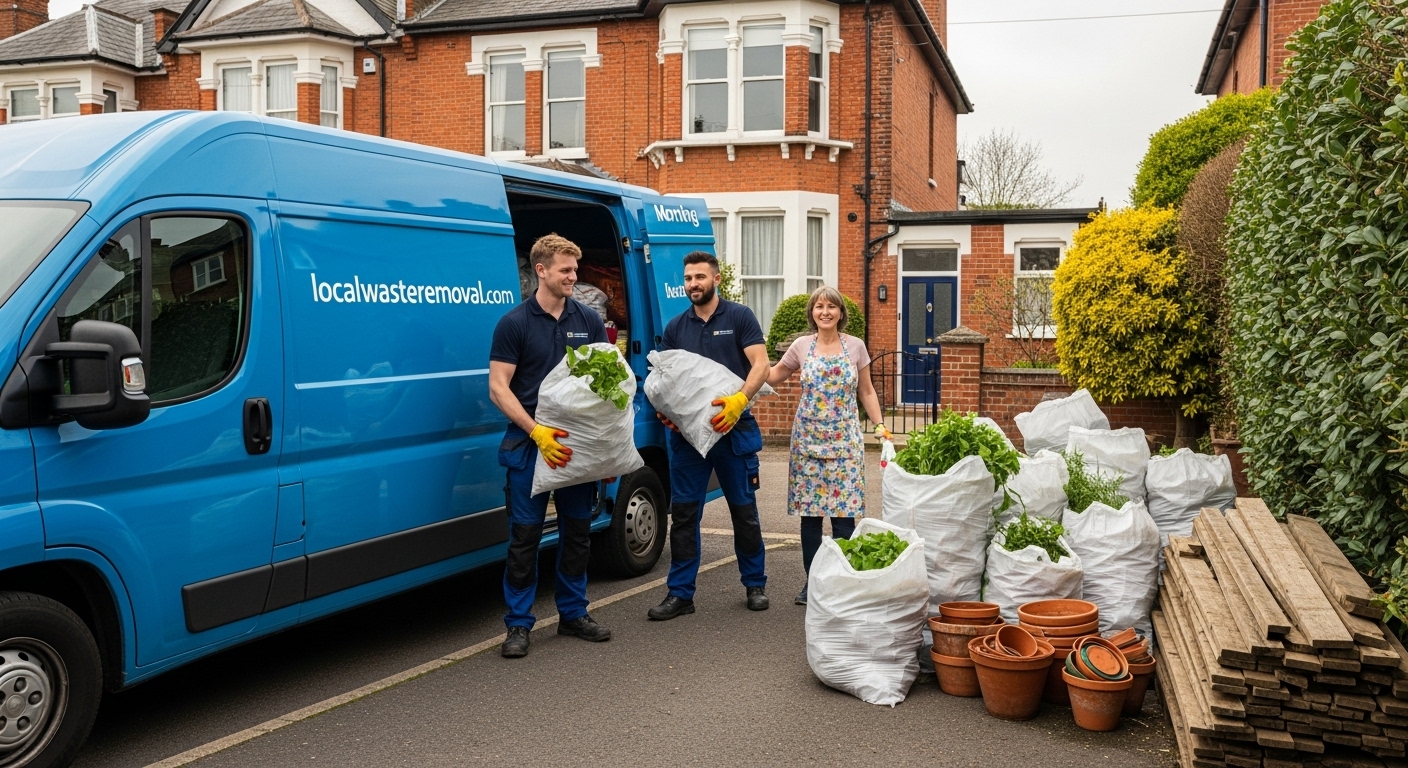 Professional Man And Van Waste Removal team in Moseley loading waste into van