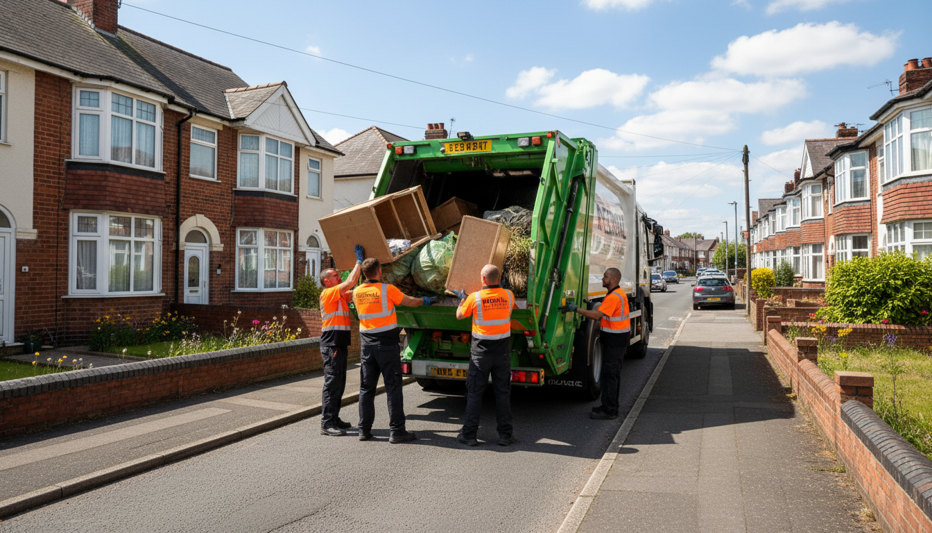 Professional Man And Van Waste Removal team in Rednal loading waste into van