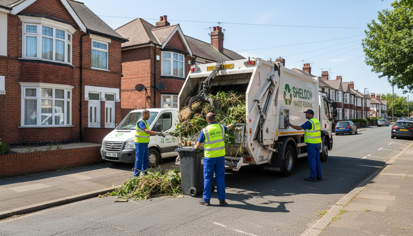 Professional Man And Van Waste Removal team in Sheldon loading waste into van