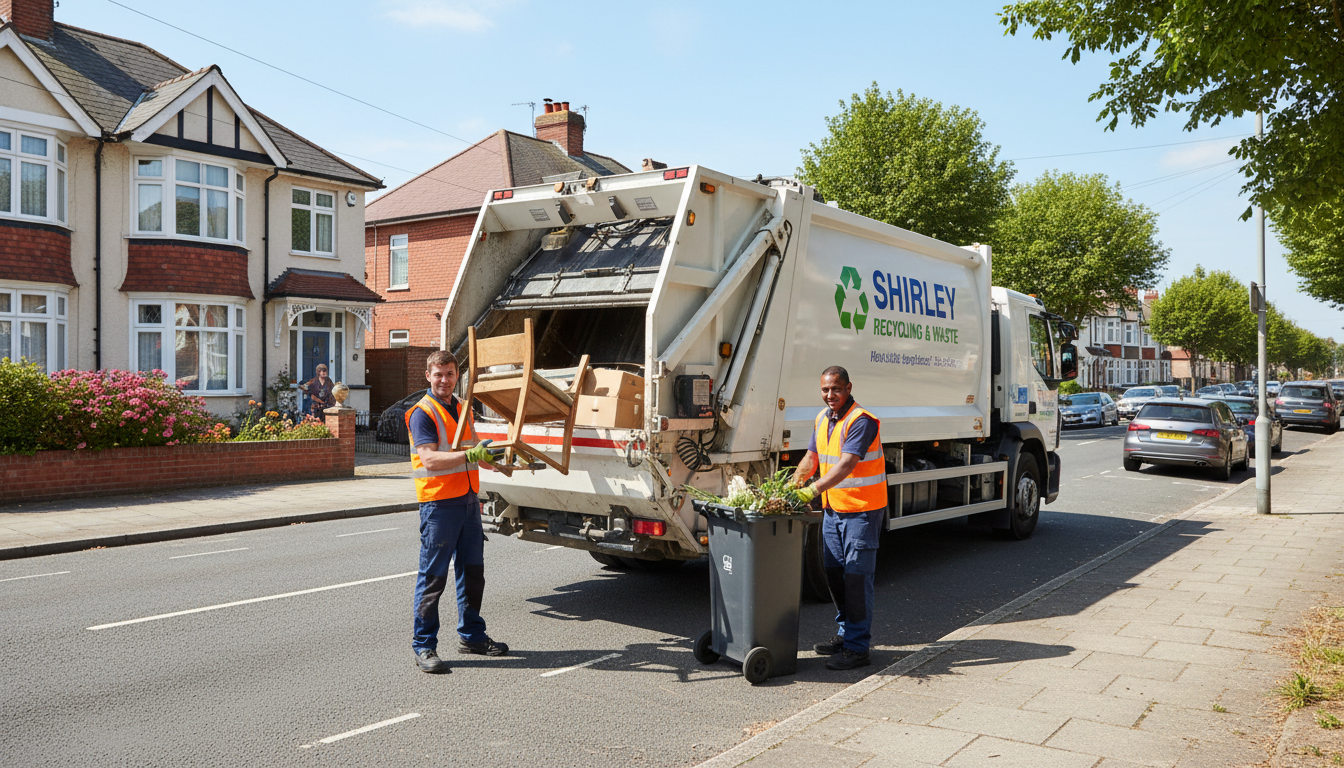 Professional Man And Van Waste Removal team in Shirley loading waste into van