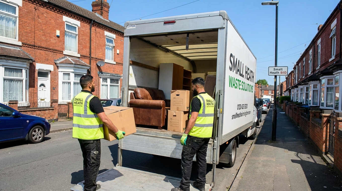 Professional Man And Van Waste Removal team in Small Heath loading waste into van
